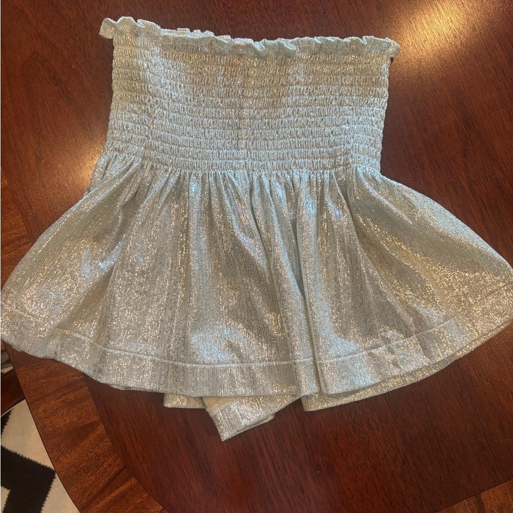 Queen of Sparkles Girls’ Silver Shimmer Skort, XS